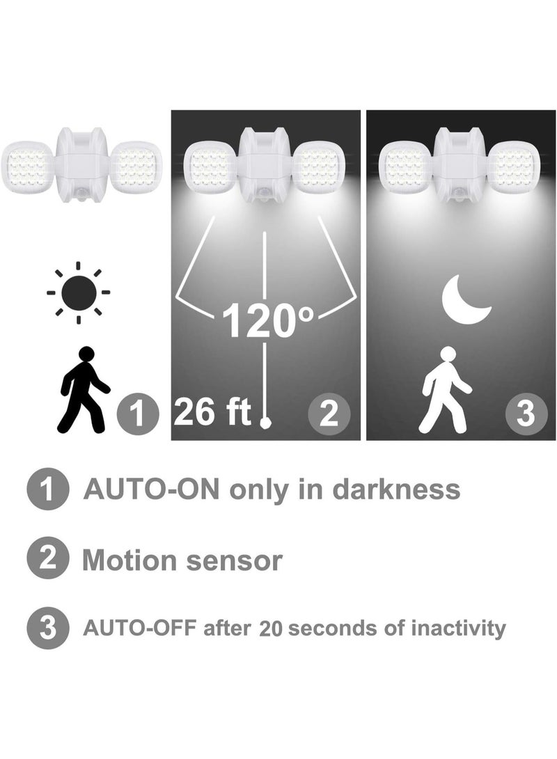 HONWELL Motion Sensor Light Outdoor Battery Powered Outside Security Flood Light Cordless IP65 Waterproof 32 LED Dual Head Spotlights, Motion Detector Lights for House Garage Porch Garden Shed - Image 2
