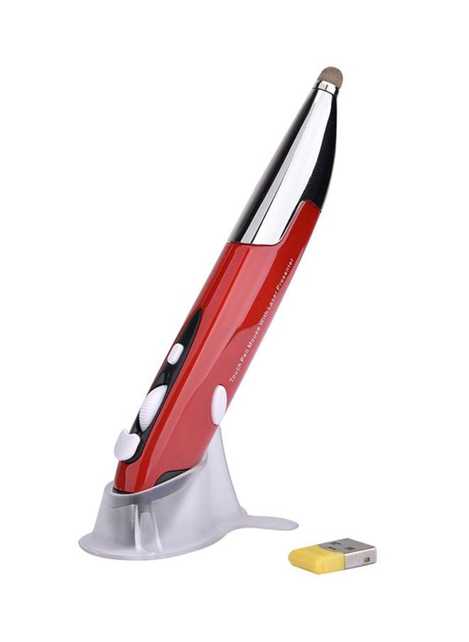 NIBEMINENT - Wireless USB Optical Pen Mouse With Capacitive Touch Screen Stylus Red - Image 1