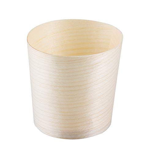 Tablecraft BAMDCP2 Cash & Carry Disposable Mini Serving Cups, 2 oz Poplar Wood, Pack of 50, Single-Use for Snacks and Finger Foods - Image 1