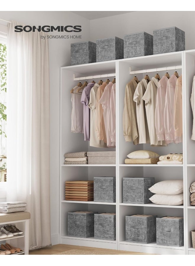 SONGMICS Storage Cubes, 11-Inch Non-Woven Fabric Bins With Double Handles, Set Of 10, Closet Organizers For Shelves, Foldable, For Clothes, Cattail Grey 26x26x28 cm - Image 2