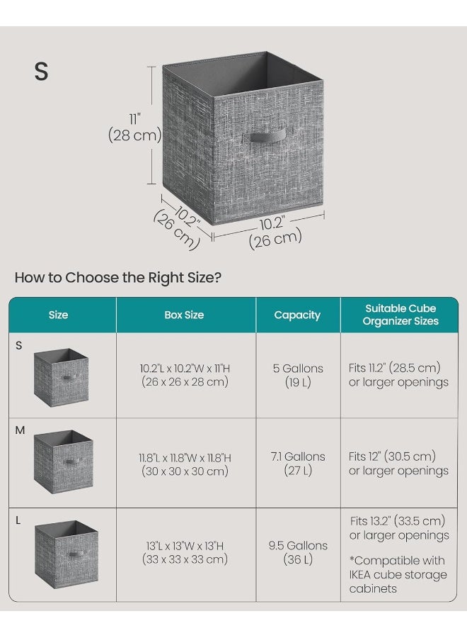 SONGMICS Storage Cubes, 11-Inch Non-Woven Fabric Bins With Double Handles, Set Of 10, Closet Organizers For Shelves, Foldable, For Clothes, Cattail Grey 26x26x28 cm - Image 5