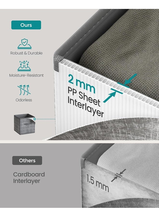 SONGMICS Storage Cubes, 11-Inch Non-Woven Fabric Bins With Double Handles, Set Of 10, Closet Organizers For Shelves, Foldable, For Clothes, Cattail Grey 26x26x28 cm - Image 3