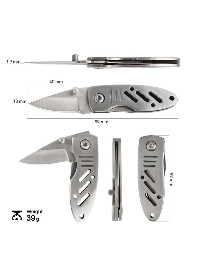 BARRYSAIL Mini Keychain Knife, 2pcs Small Folding Pocket Knives with Liner Lock, 1.6 Inch Blade, Every Day Carry Tool for Men & Women (Silver) - Image 3