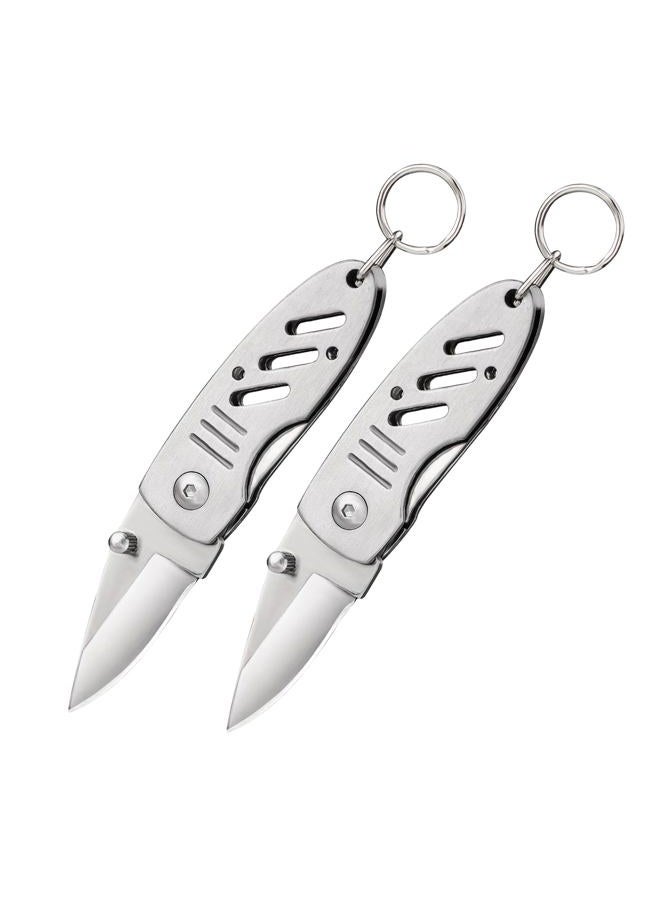 BARRYSAIL Mini Keychain Knife, 2pcs Small Folding Pocket Knives with Liner Lock, 1.6 Inch Blade, Every Day Carry Tool for Men & Women (Silver) - Image 1