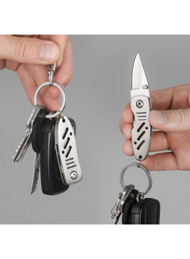 BARRYSAIL Mini Keychain Knife, 2pcs Small Folding Pocket Knives with Liner Lock, 1.6 Inch Blade, Every Day Carry Tool for Men & Women (Silver) - Image 2