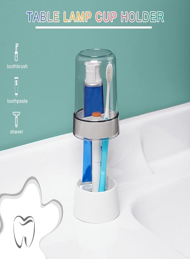Roucerlin Toothbrush Holder Stand with Tooth Brush Cups/Cover, Toothpaste Holder Stand with 3Slots，Dental Storage Organizer Holder Stand, for Toothpaste (White) - Image 3