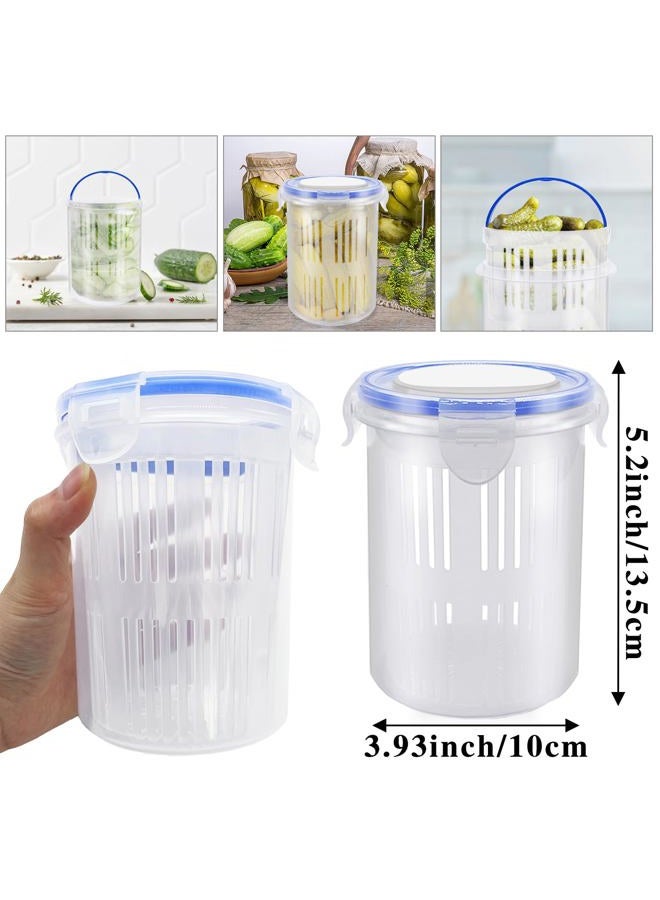 Eerrhhaq 4 Pcs Pickle Container with Strainer,24 oz Pickle Jar with Leak Proof and Lock It Lid,Pickle Holder Keeper Lifter for Olive Jalapeno Juice Food Storage - Image 2