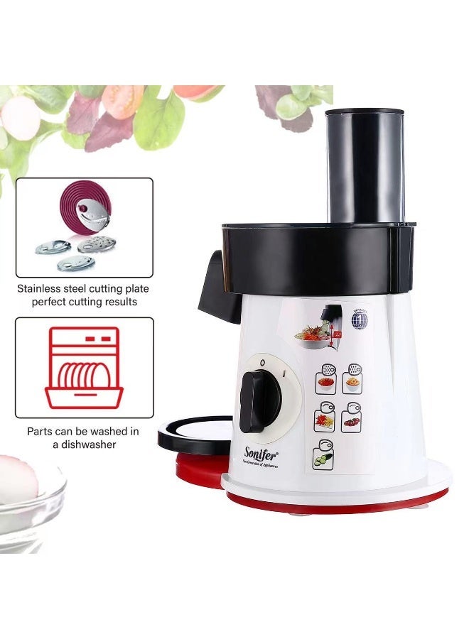Sonifer 200W Electric Food Processor Salad Maker With 5 Blade Attachments, Quick Vegetable Shredder And Slicer For Kitchen, Compact Space-Saving Design And Easy Cleaning - Image 3