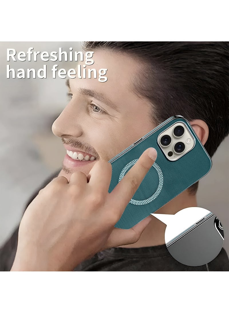 Wtech Apple iPhone 16 Pro Max 5G 2024 Premium Texture Case Magnetic Aramid Fabric Texture Designed Magsafe Case Cover - Dark Green - Image 2