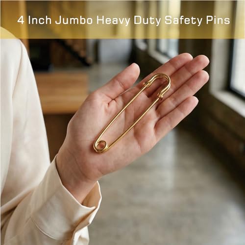 BHLBarley 10PCS Large Safety Pins,4 Inch Heavy Duty,3 Colors Extra Large Safety pins （3Gold/3Black/4Silvery） - Image 4