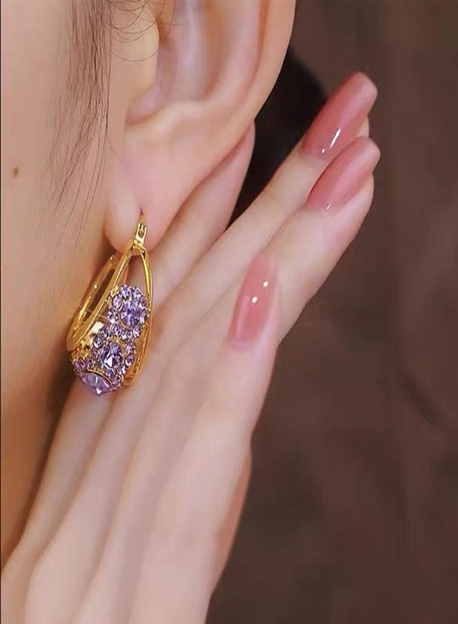 GLMOCM Lymphvity Lymph Earrings for Women - Germanium & Cubic Zirconia, Lymphatic Drainage, Purple - Image 3