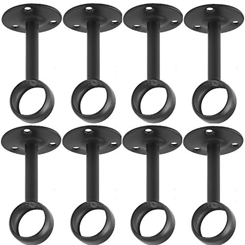 Anndason Curtain Rod Ceiling-Mount Bracket Curtain Rod Brackets Curtain Rod Holders (8 PCS, Black) - Image 1
