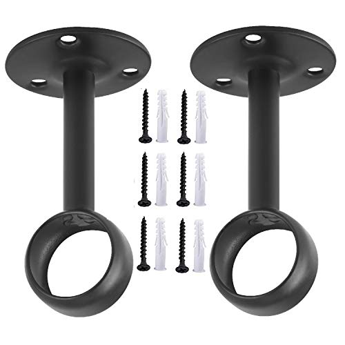 Anndason Curtain Rod Ceiling-Mount Bracket Curtain Rod Brackets Curtain Rod Holders (8 PCS, Black) - Image 2