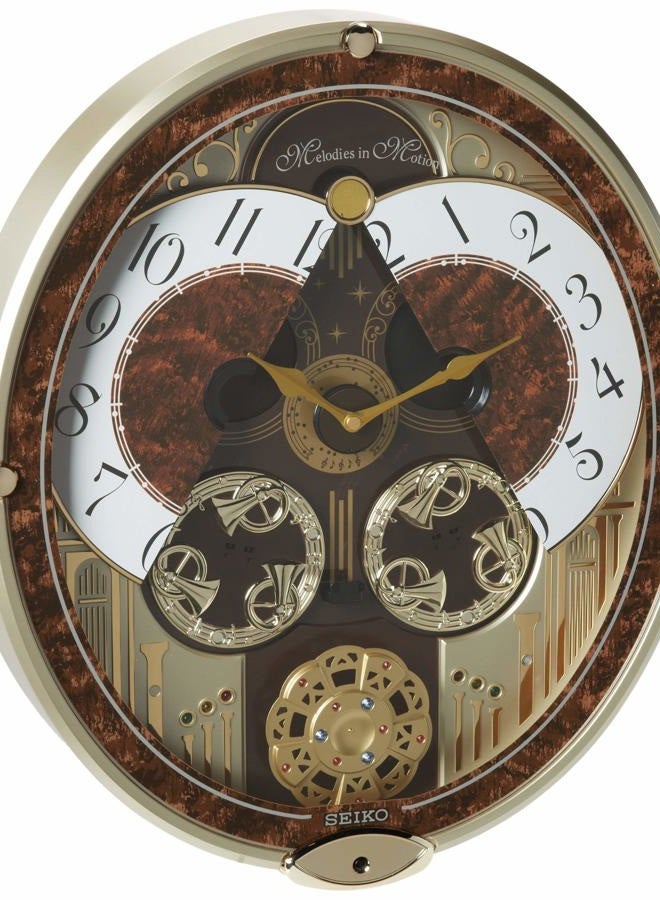 Seiko سايكو ساعة حائط ألحان متحركة، قرون فرنسية ذهبية - Image 3