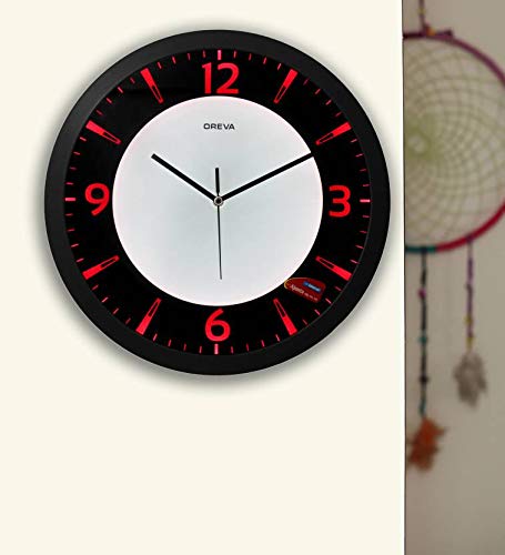 Oreva Back Light Round Plastic Analog Wall Clock (35.5 cm x 35.5 cm x 4 cm, Red LED, AQ 1467) - Image 2