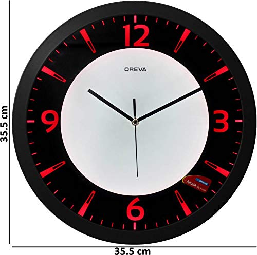 Oreva Back Light Round Plastic Analog Wall Clock (35.5 cm x 35.5 cm x 4 cm, Red LED, AQ 1467) - Image 5