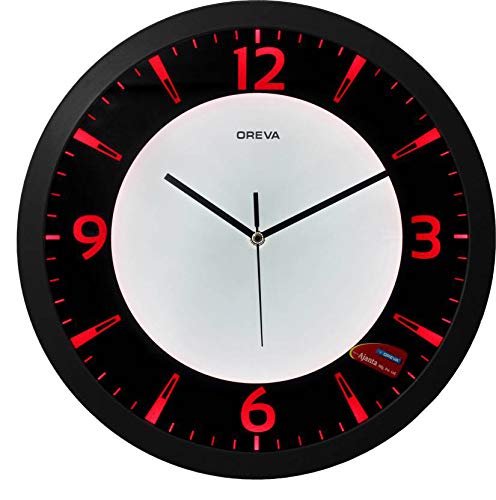Oreva Back Light Round Plastic Analog Wall Clock (35.5 cm x 35.5 cm x 4 cm, Red LED, AQ 1467) - Image 1