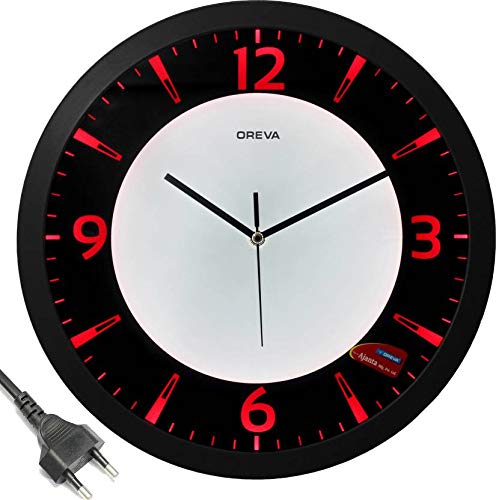 Oreva Back Light Round Plastic Analog Wall Clock (35.5 cm x 35.5 cm x 4 cm, Red LED, AQ 1467) - Image 3