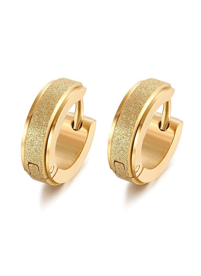 Generic - Stainless Steel Mens Womens Hoop Frosted Earrings Hypoallergenic - Image 1