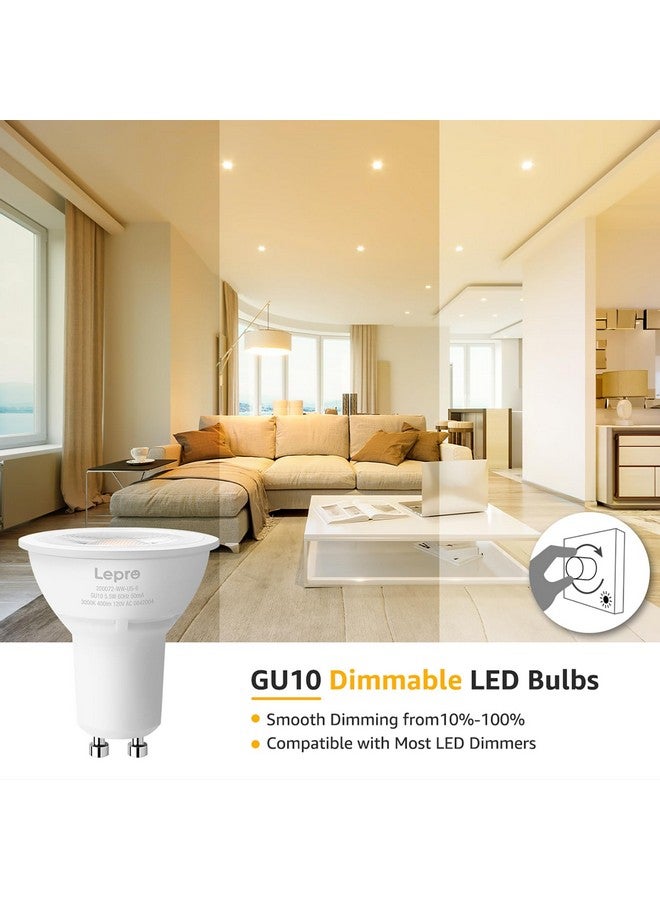 Lepro Lepro GU10 LED Bulb Dimmable, 50W Halogen Equivalent Light Bulbs, 5.5W 3000K Soft Warm Light Replacement for Recessed Track Lighting,40°Spotlight for Kitchen Range Hood Living Room & Bedroom, 6 Pack  - Image 1