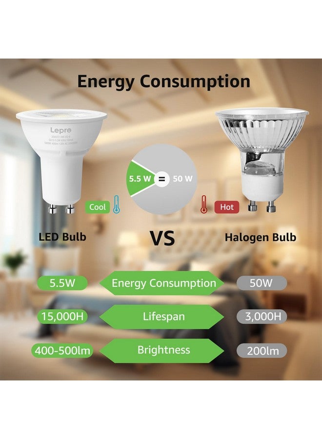 Lepro Lepro GU10 LED Bulb Dimmable, 50W Halogen Equivalent Light Bulbs, 5.5W 3000K Soft Warm Light Replacement for Recessed Track Lighting,40°Spotlight for Kitchen Range Hood Living Room & Bedroom, 6 Pack  - Image 3