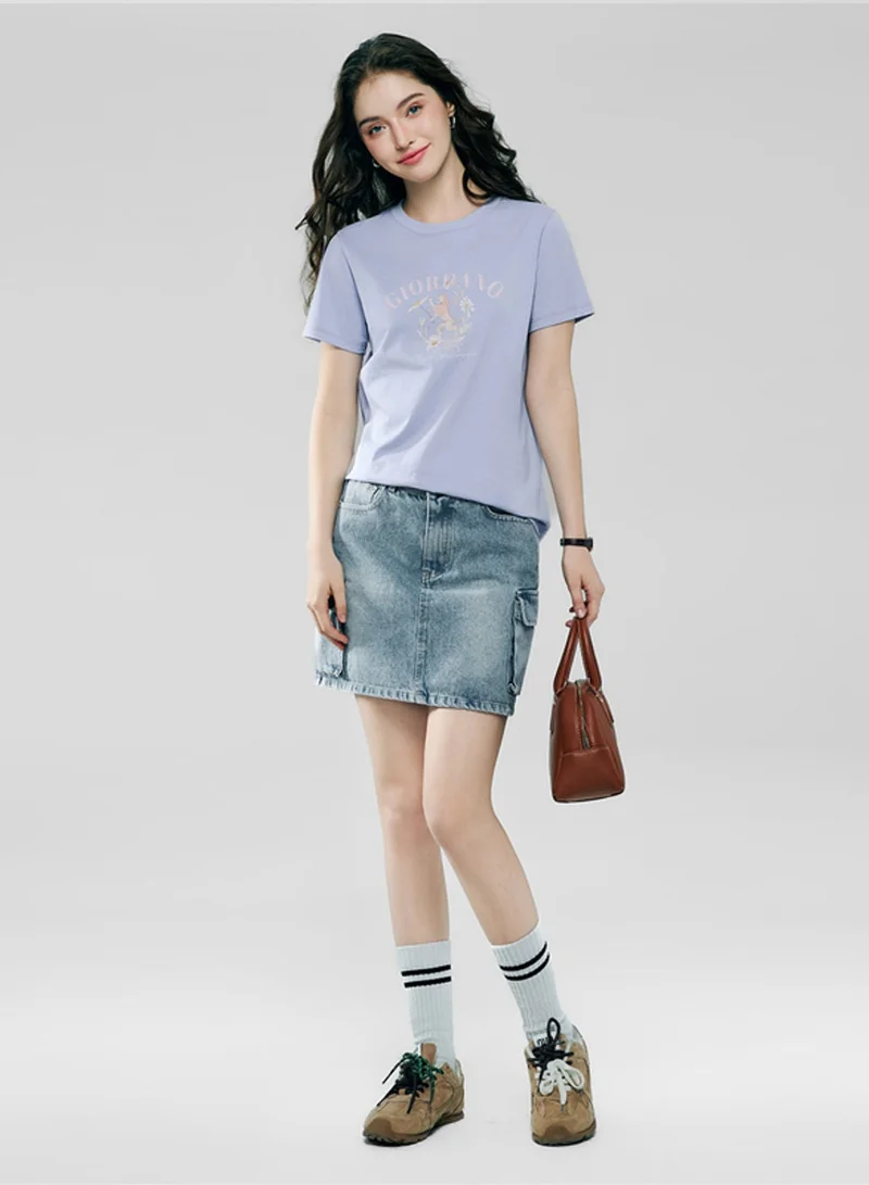 جيوردانو Women's Comfort Fit Cotton Floral Graphic Tee