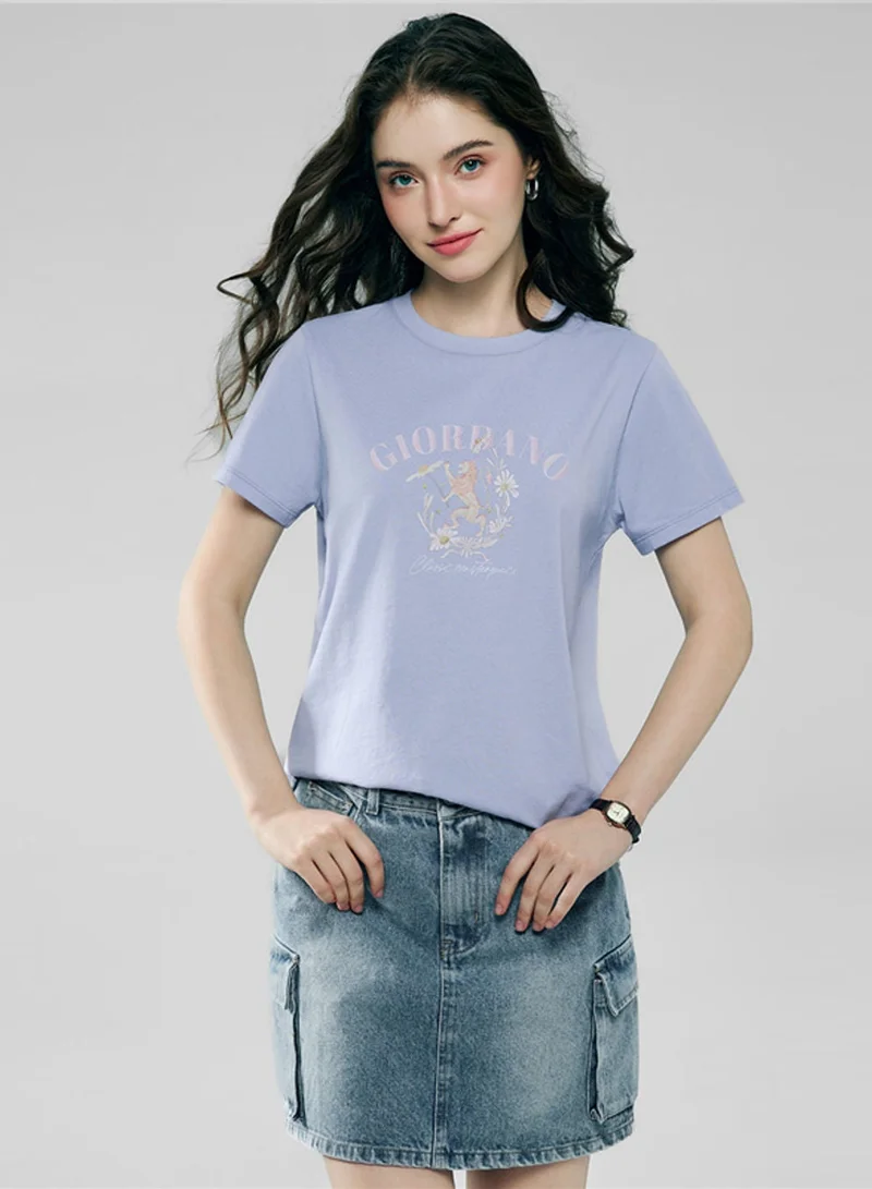 جيوردانو Women's Comfort Fit Cotton Floral Graphic Tee