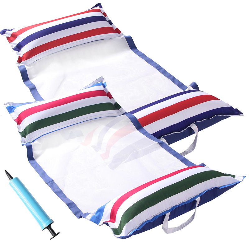 FindUWill Fabric Pool Hammock Floats XL 2Pack Inflatable Water Hammocks Floaties 4in1 Saddle Lounge Chair Hammock Drifter Pool Float Lounger for Adults - Image 2