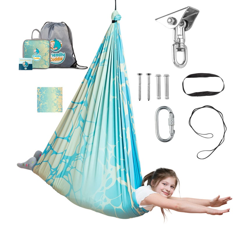 Indoor Sensory Swing for Kids or Outdoor Holds 300lbs DoubleLayer 360 Swivel Calming Compression Therapy Swing Hammock for Kids Adults with All Hardware SensoryMotor Toys Gifts