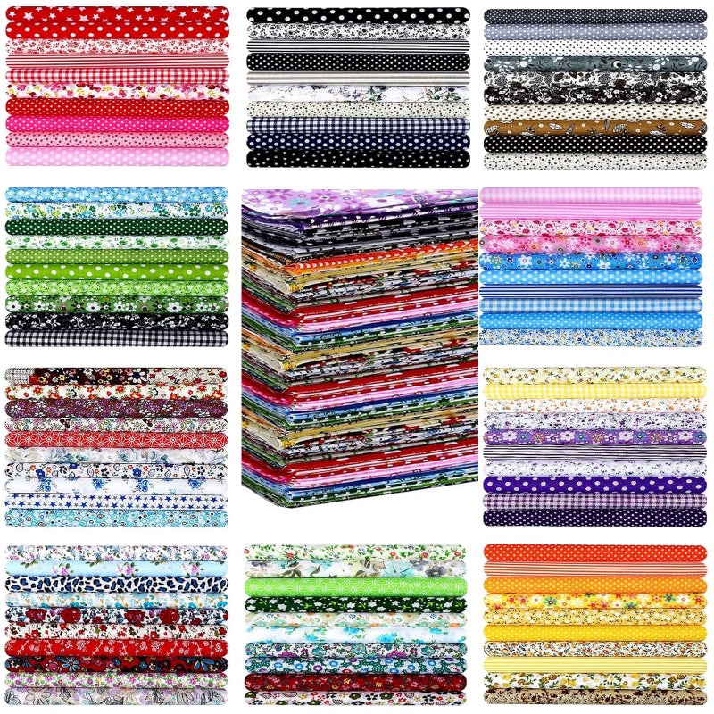 UCEHIPAW 110 Pcs 10 x 10 Inches Cotton Fabric Bundle Squares Pre Cut Patchwork Quilting Sewing Floral Printed Bundles for DIY Sewing Beginners - Image 1