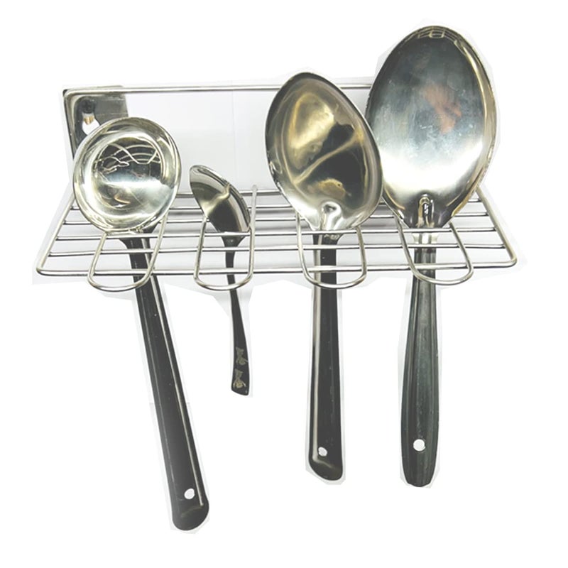 JISUN Stainless Steel Wall Mounted Ladle Stand Wall Mounted Chakla Belan Stand Pack of 2 for Kitchen Silver  - Image 4