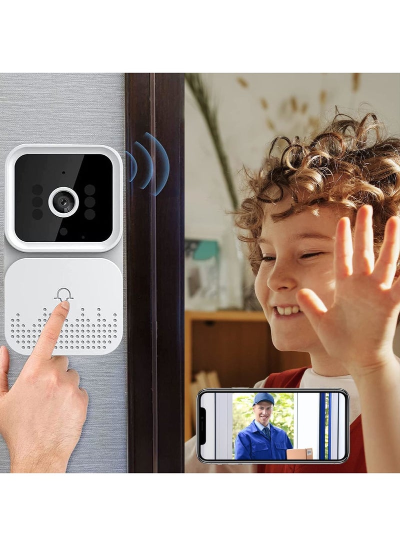 Cobest Smart Wireless Remote Video Doorbell, 2-Way Talk Wi-Fi Video Doorbell Camera, HD Night Vision WiFi Security Doorbell with Chime, Cloud Storage Waterproof Door Chime for Home, White - Image 1