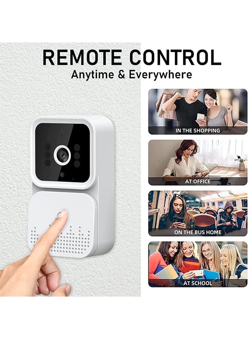 Cobest Smart Wireless Remote Video Doorbell, 2-Way Talk Wi-Fi Video Doorbell Camera, HD Night Vision WiFi Security Doorbell with Chime, Cloud Storage Waterproof Door Chime for Home, White - Image 2