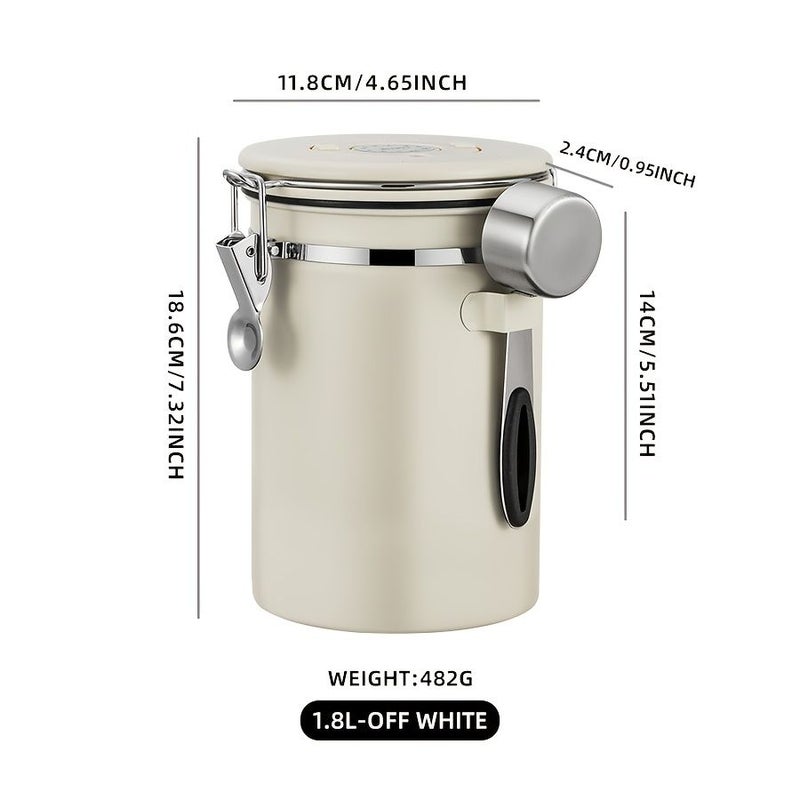 1.2L 304 Stainless Steel Airtight Food Storage Container With Spoon Flip Top Canister For Coffee Beans Tea Sugar Flour Grains Reusable Kitchen Organizer Dishwasher Safe - Image 3
