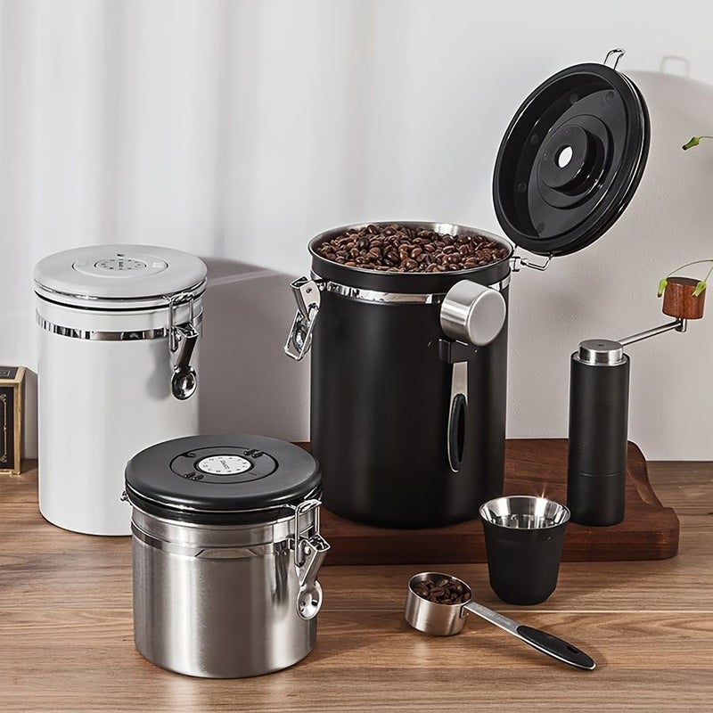 1.2L 304 Stainless Steel Airtight Food Storage Container With Spoon Flip Top Canister For Coffee Beans Tea Sugar Flour Grains Reusable Kitchen Organizer Dishwasher Safe - Image 5