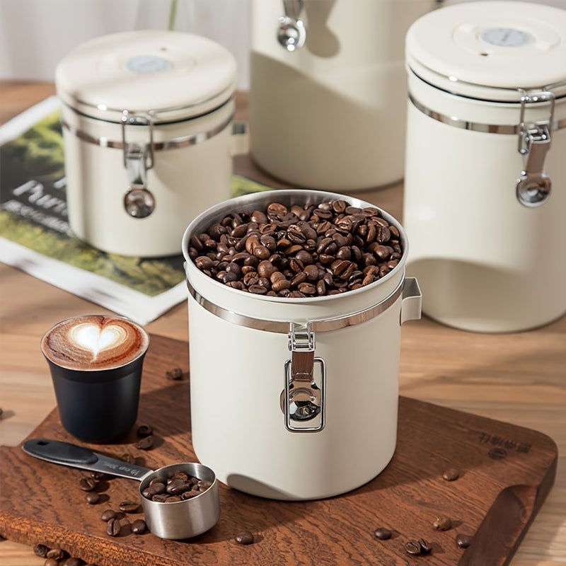 1.2L 304 Stainless Steel Airtight Food Storage Container With Spoon Flip Top Canister For Coffee Beans Tea Sugar Flour Grains Reusable Kitchen Organizer Dishwasher Safe - Image 4