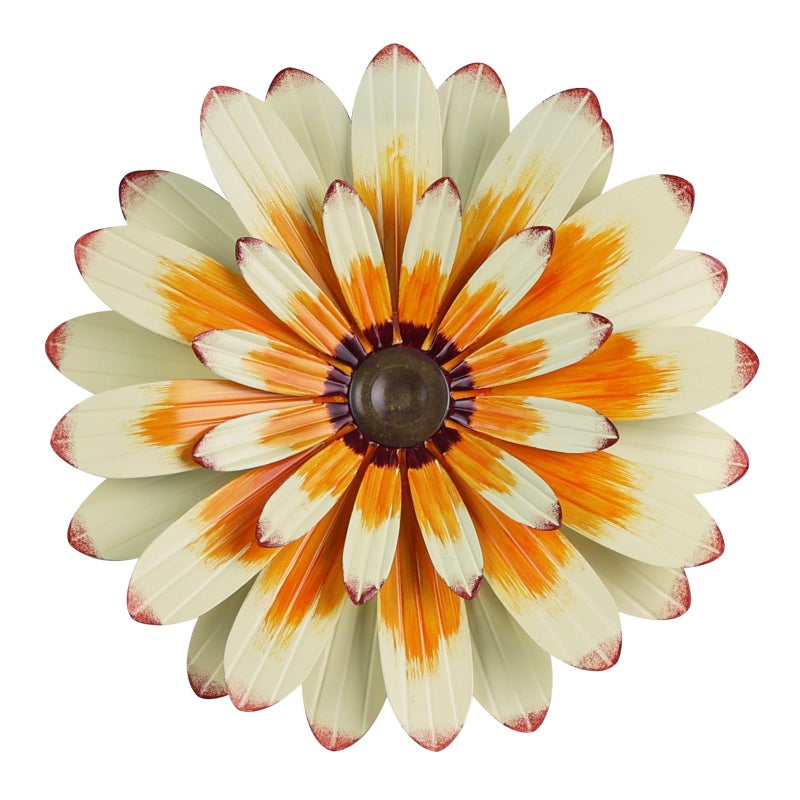 YEAHOME Metal Flower Wall Decor, 16" Wall Art Decorations Hanging Decor for Home Bathroom, Bedroom, Living Room, Office, Boho Art, Indoor Outdoor Decorations Patio Garden Decor - Image 1