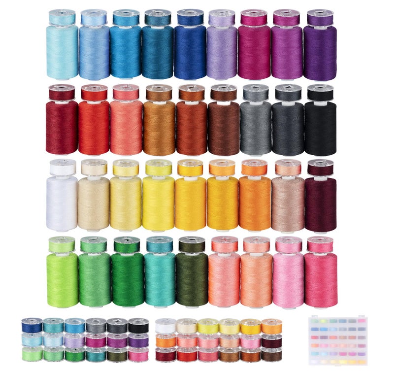 Ilauke 72Pcs Sewing Thread Kit With Prewound Bobbins - 36 Colors 550 Yard Thread For Sewing + 36 Color-Matched 50 Yard Bobbins  Ideal For Sewing Supplies And Home Crafting - Image 1