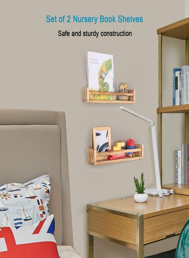 JORIKCHUO Nursery Book Shelves, Set of 2 Wood Floating Book Shelves for Kids Room, Kitchen Spice Rack, or Rustic Wall Mounted Shelves for Farmhouse Bathroom Décor (carbonized) - Image 3