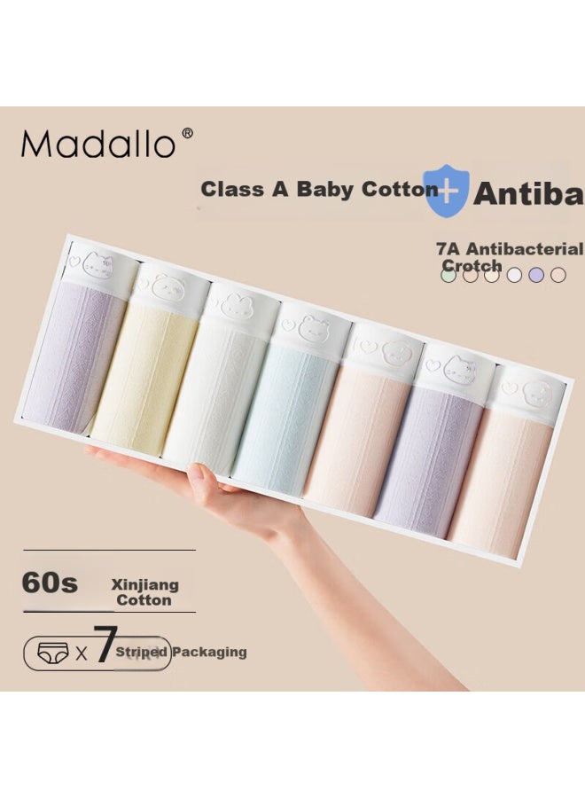 Madallo 7-pack Women's Cotton Underwear 7a Antibacterial 100% Cotton Crotch Mid-rise Seamless Breathable Teen Girls Panties - Image 1