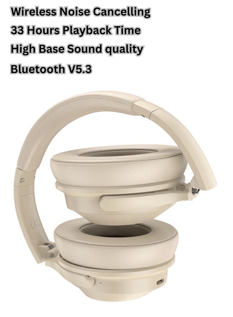 هوكو سماعات رأس W37 بخاصية إلغاء الضوضاء النشطة - لاسلكية فوق الأذن بتقنية البلوتوث، مدة تشغيل تصل إلى 33 ساعة، شحن سريع لمدة ساعتين، مدخل AUX وكابل شحن متضمن - Image 2