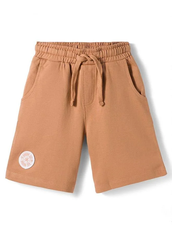 Primo Gino Primo Gino 100% Cotton Knit Knee Length Shorts with Beach Theme Badge (Pack of 2) - Black and Brown