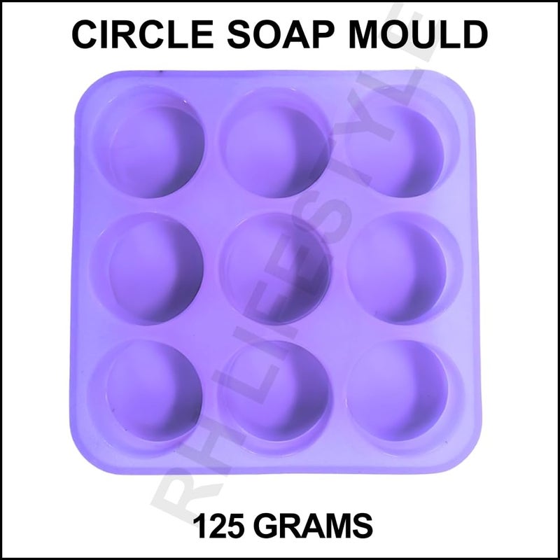 R H LIFESTYLE Silicone Round Shape Handmade 125 GMS Soap Making Molds 9 Cavity DIY Tray Multicolor. (Round 26 x 26 x 3 CMS) - Image 2