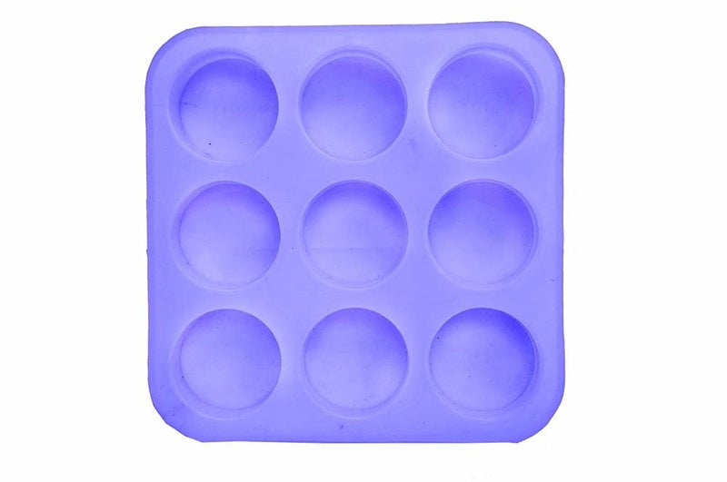 R H LIFESTYLE Silicone Round Shape Handmade 125 GMS Soap Making Molds 9 Cavity DIY Tray Multicolor. (Round 26 x 26 x 3 CMS) - Image 1