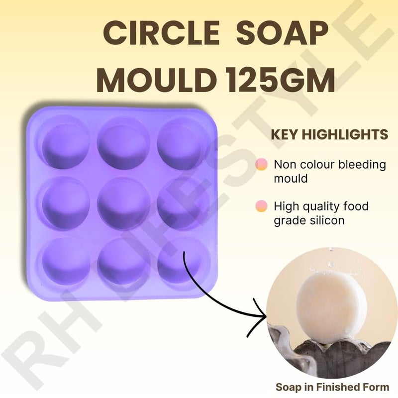 R H LIFESTYLE Silicone Round Shape Handmade 125 GMS Soap Making Molds 9 Cavity DIY Tray Multicolor. (Round 26 x 26 x 3 CMS) - Image 5