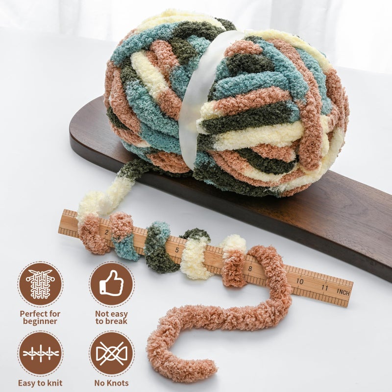 OMoiut 10 Pack Jumbo Chunky Yarn for Hand Knitting, Fluffy Variegated Chunky Chenille Yarn for Crocheting, 240yds/70.5oz Super Bulky Soft Crochet Baby Blanket Yarn(Blue-White) - Image 3