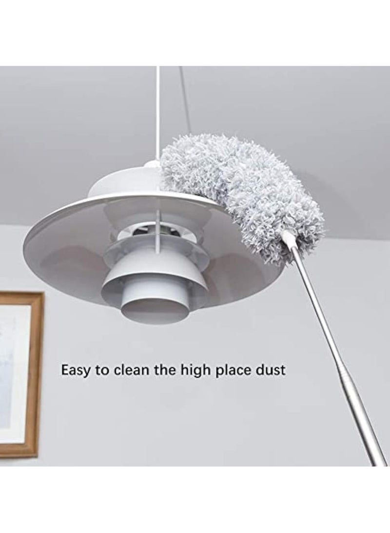 YelaJoy منظف ميكروفايبر، منظف ريش مع عمود تمديد من الفولاذ المقاوم للصدأ، برأس قابل للانحناء، منظف قابل للتمديد لتنظيف مروحة السقف العالية، سقف داخلي، فجوة عنكبوت، غبار (250 سم، رمادي) - Image 3