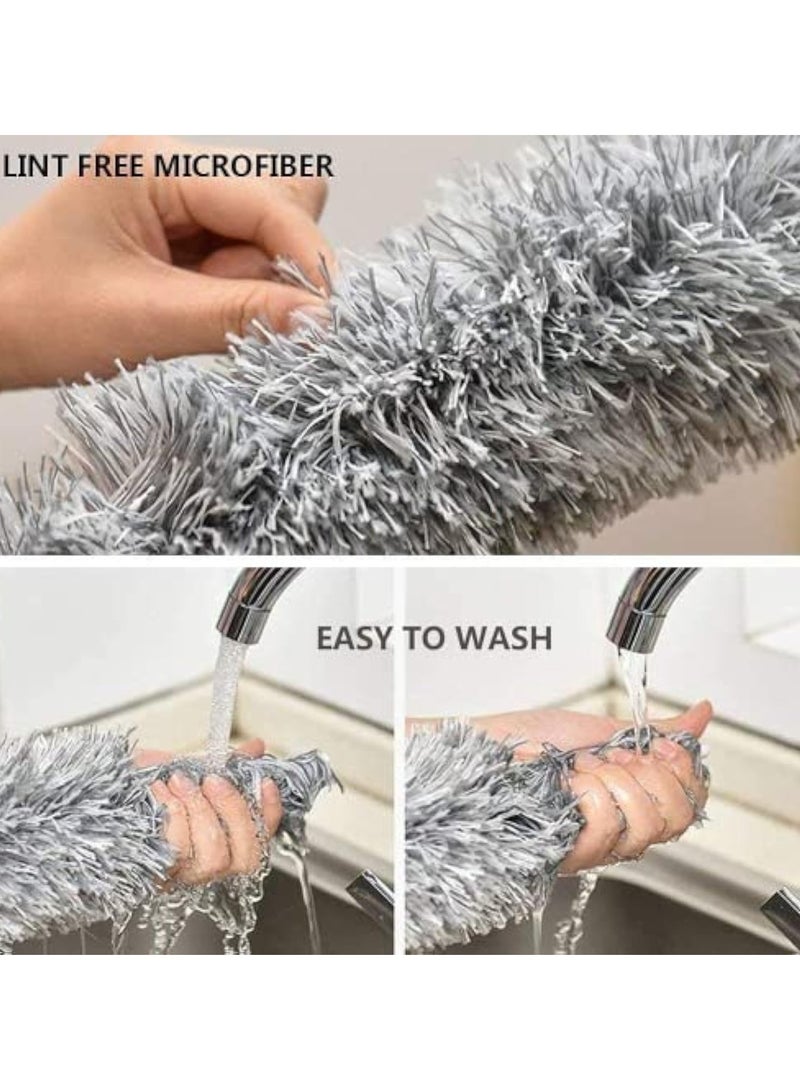 YelaJoy منظف ميكروفايبر، منظف ريش مع عمود تمديد من الفولاذ المقاوم للصدأ، برأس قابل للانحناء، منظف قابل للتمديد لتنظيف مروحة السقف العالية، سقف داخلي، فجوة عنكبوت، غبار (250 سم، رمادي) - Image 4