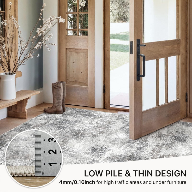 GENIMO Washable Area Rugs for Living Room, 8x10 Modern Non Slip Rugs, Low Pile Lightweight Soft Print Rug for Bedroom, Dining Room, Home Office, Grey - Image 5