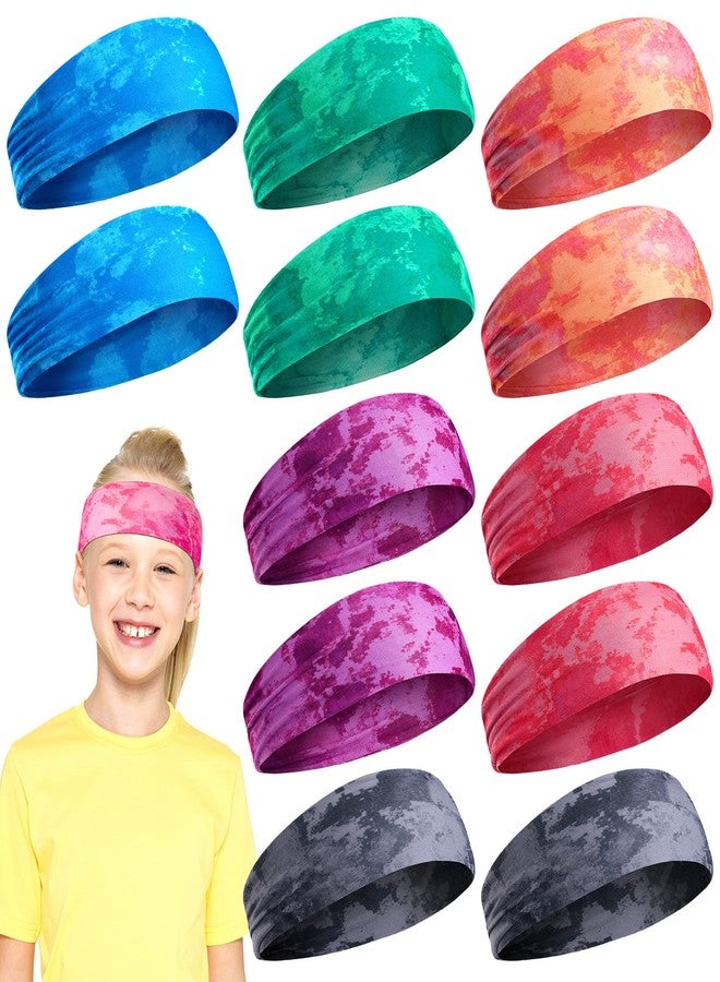 Jerify 12 Pieces Girls Sports Headbands Athletic Sweatbands Sport Hairbands Elastic Wicking Headband for Youth Kids Boys Girls Children Teenagers(Tie Dye) - Image 1